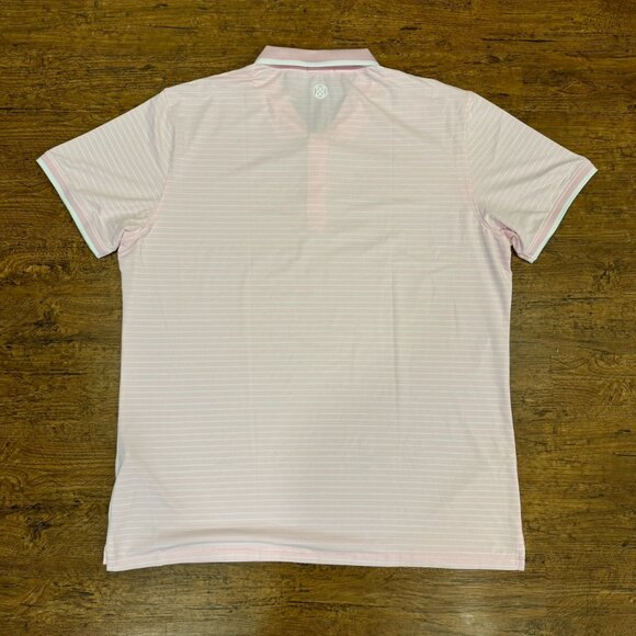 G/Fore Pink Perforated Striped Performance Tech Modern Golf Polo Shirt Men's 2XL - Picture 3 of 8